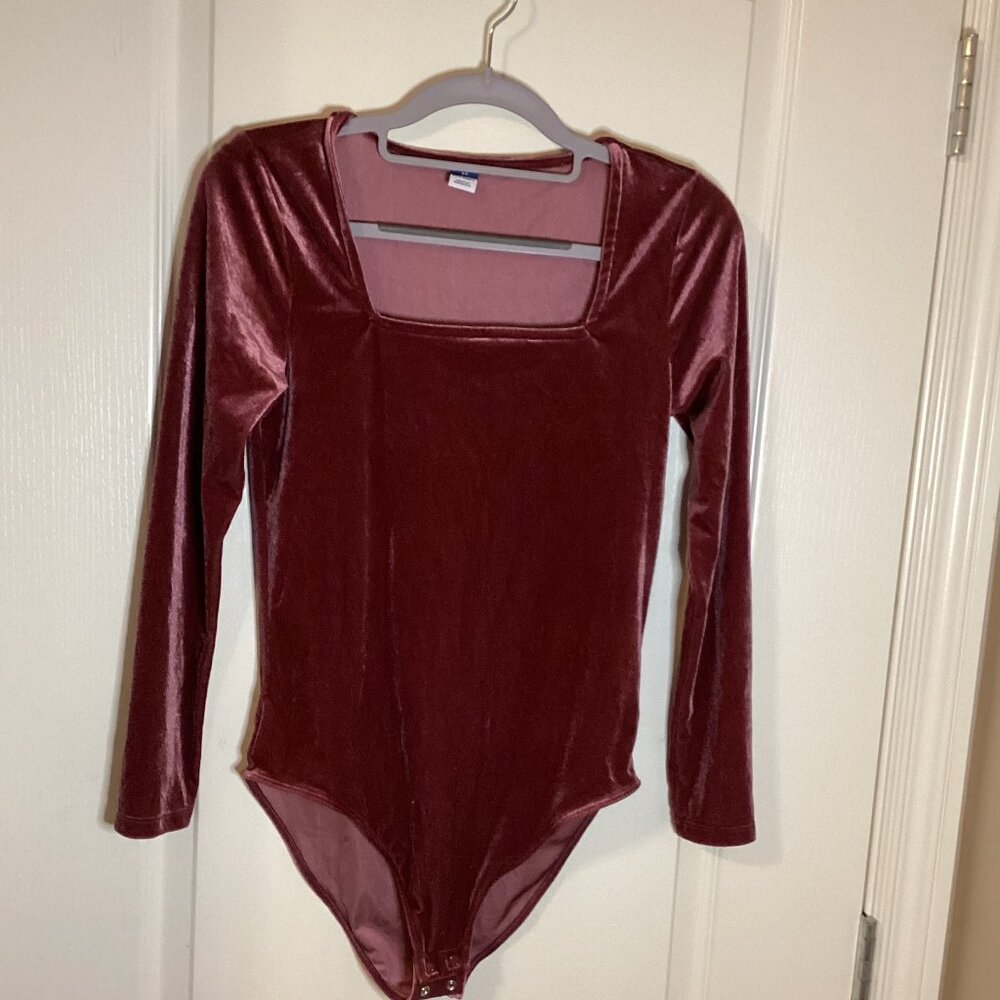 Old Navy Women's Crushed Velvet Square Neck Bodysuit Size XS